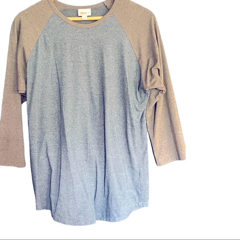 LulaRoe heathered blue and gray baseball cut EUC